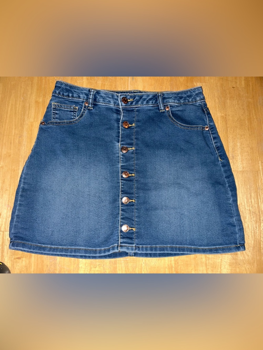 Girls jean denim skirt size xl 14/16 cat jack stretchy blue